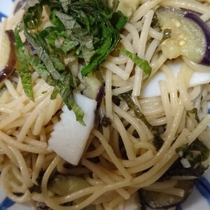 茄子とイカの和風パスタ